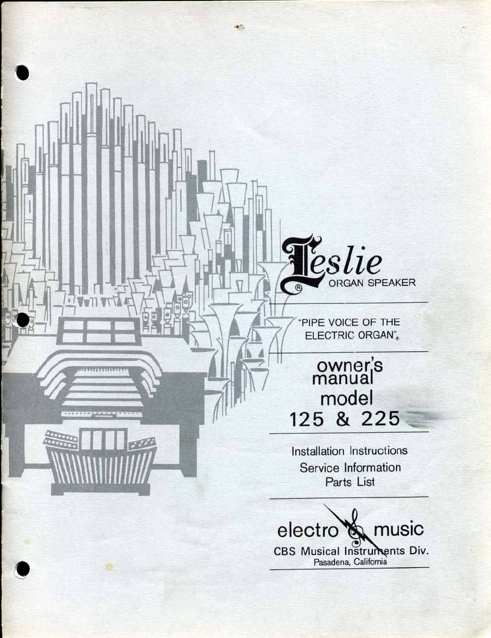 leslie 125 225 owners manual