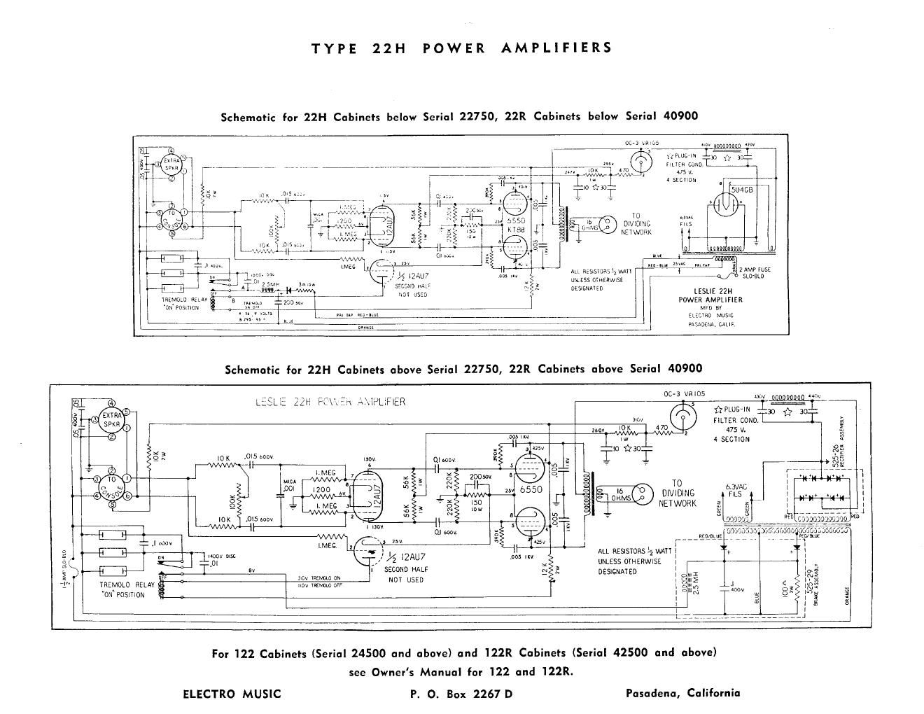 leslie 22h later versions schematics