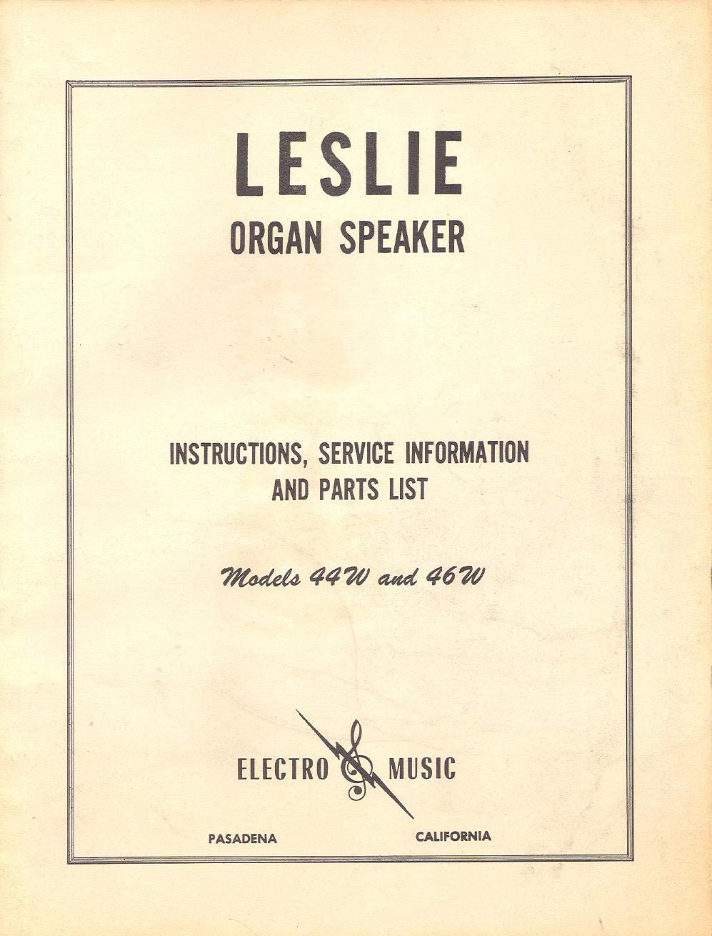 leslie 44w 46w owners manual