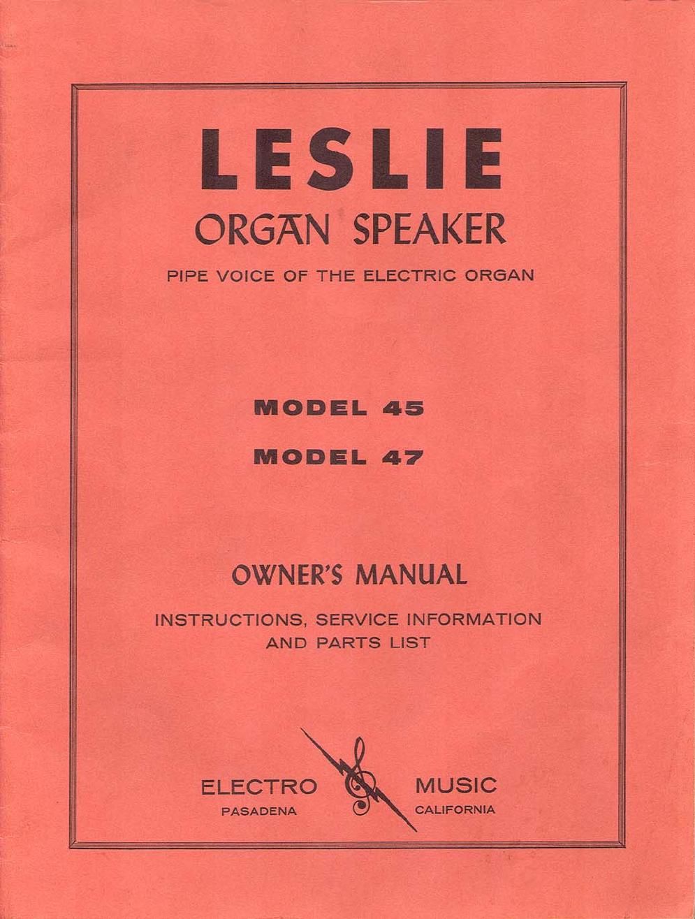 leslie 45 47 owners manual