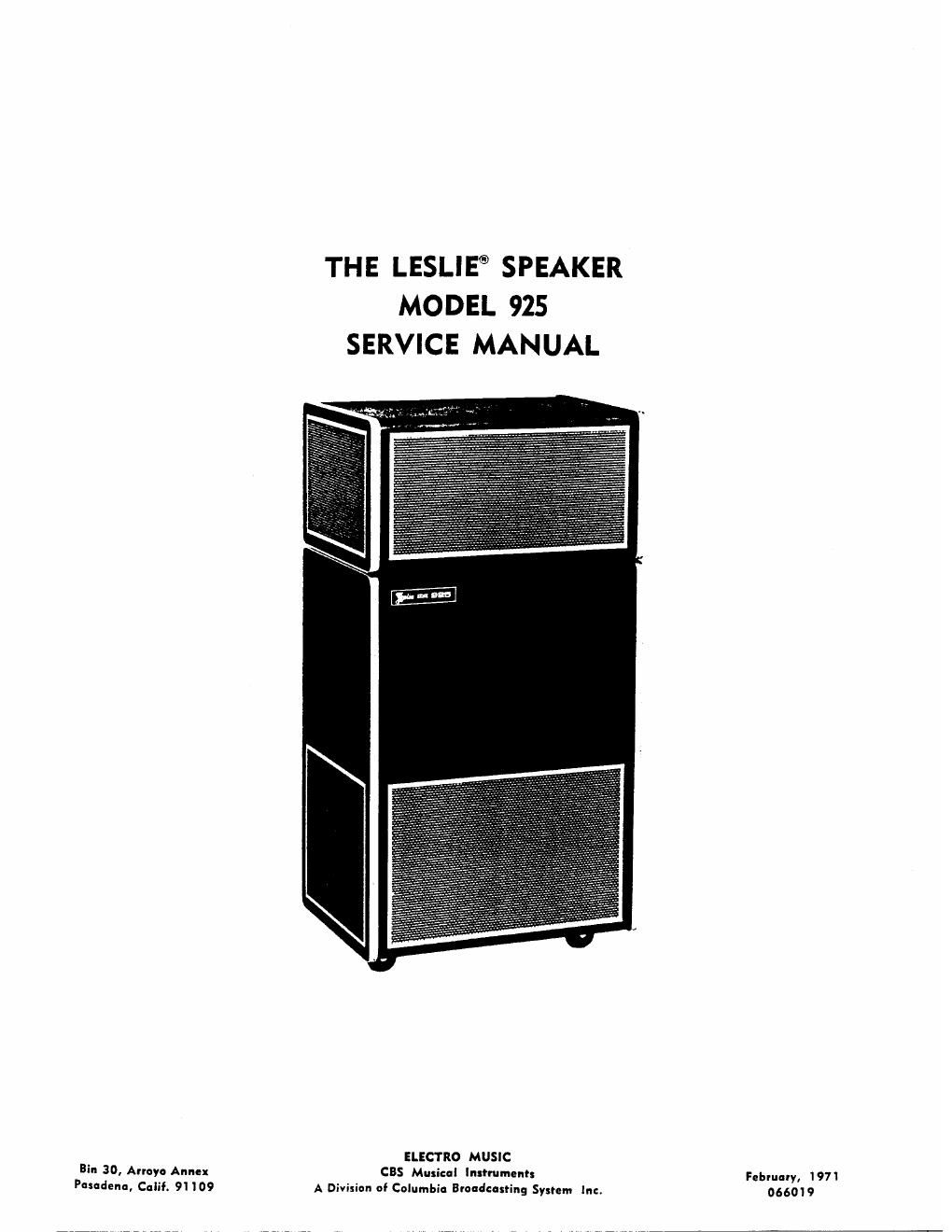 leslie 925 service manual