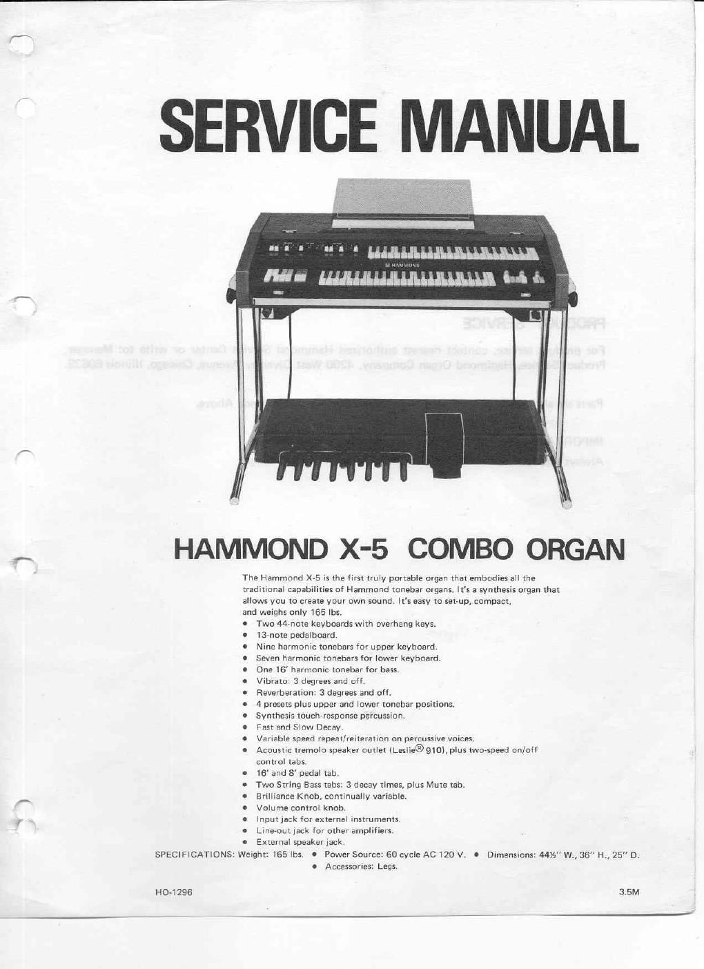 leslie x 5 service manual