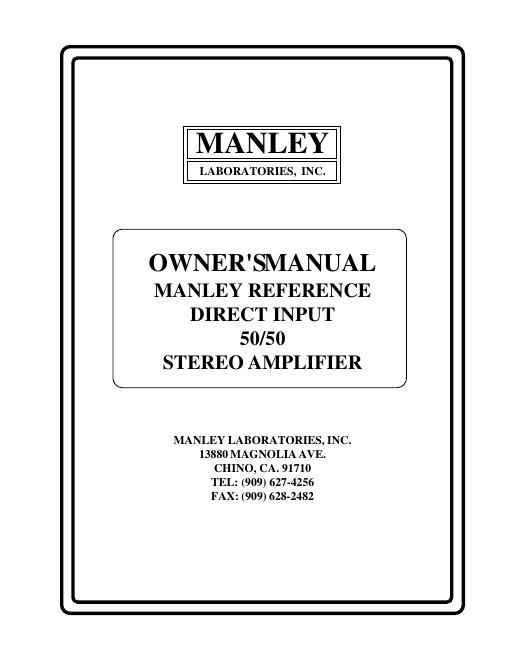 manley laboratories 50 50 owners manual