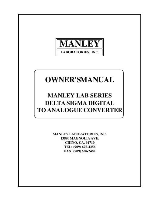 manley laboratories d to a converter owners manual