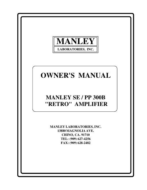 manley laboratories sepp 300 b retro owners manual