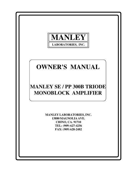 manley laboratories sepp 300 b owners manual