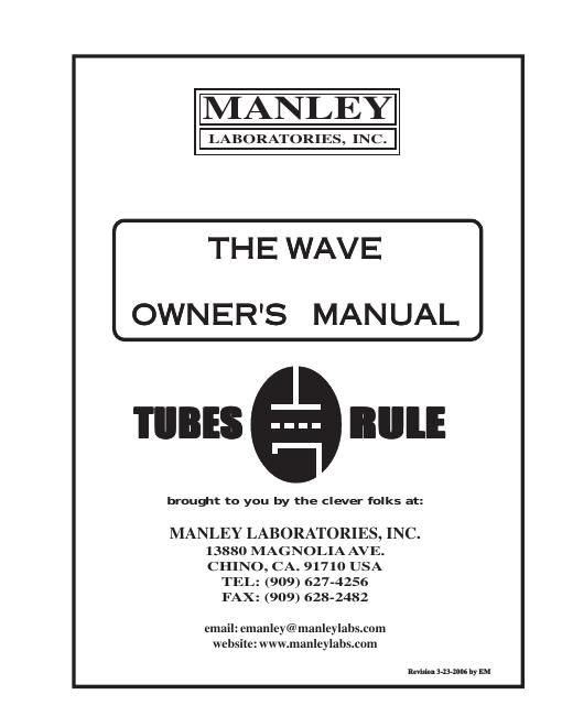 manley laboratories wave owners manual