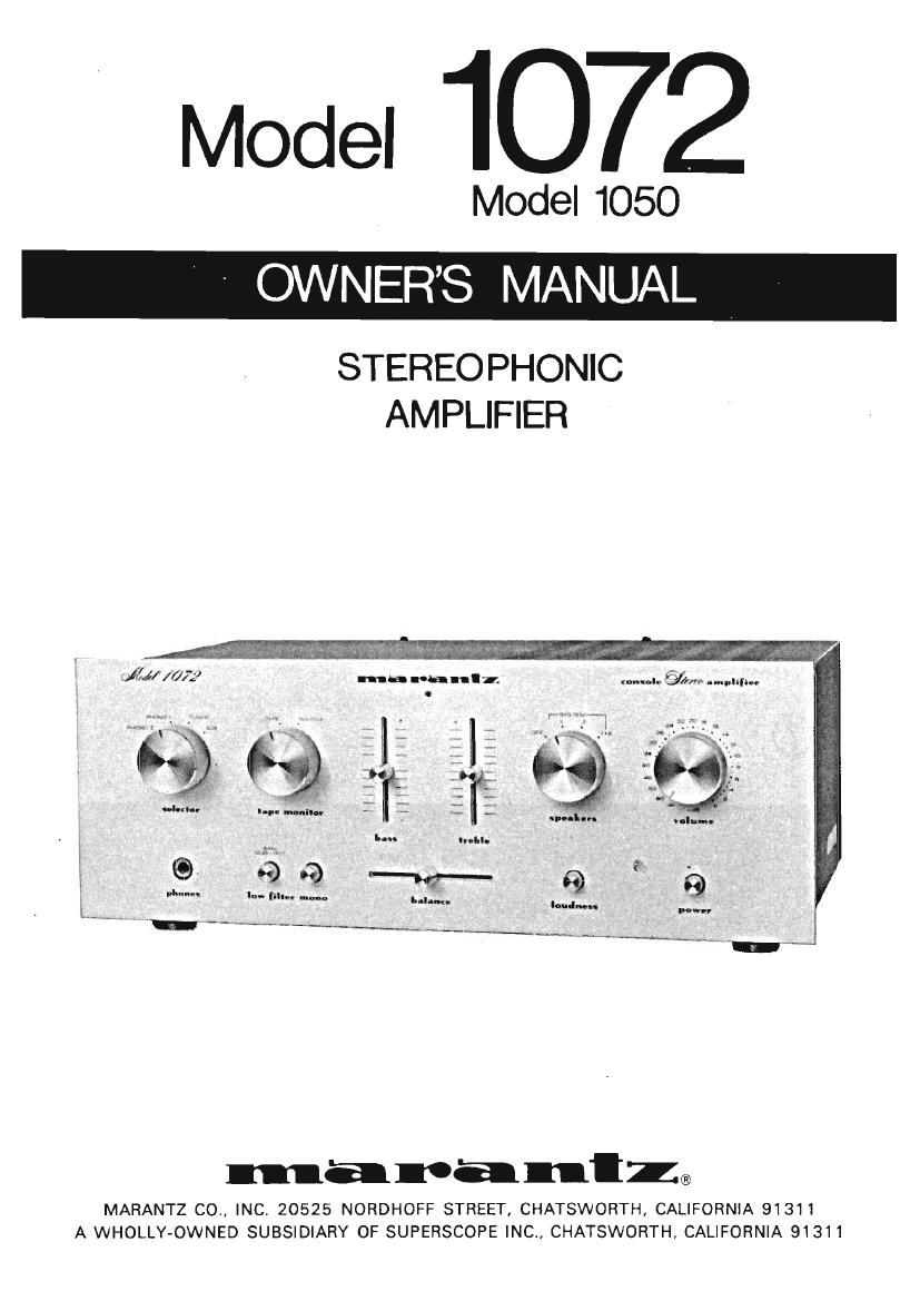 Marantz 1050 1072 Owners Manual