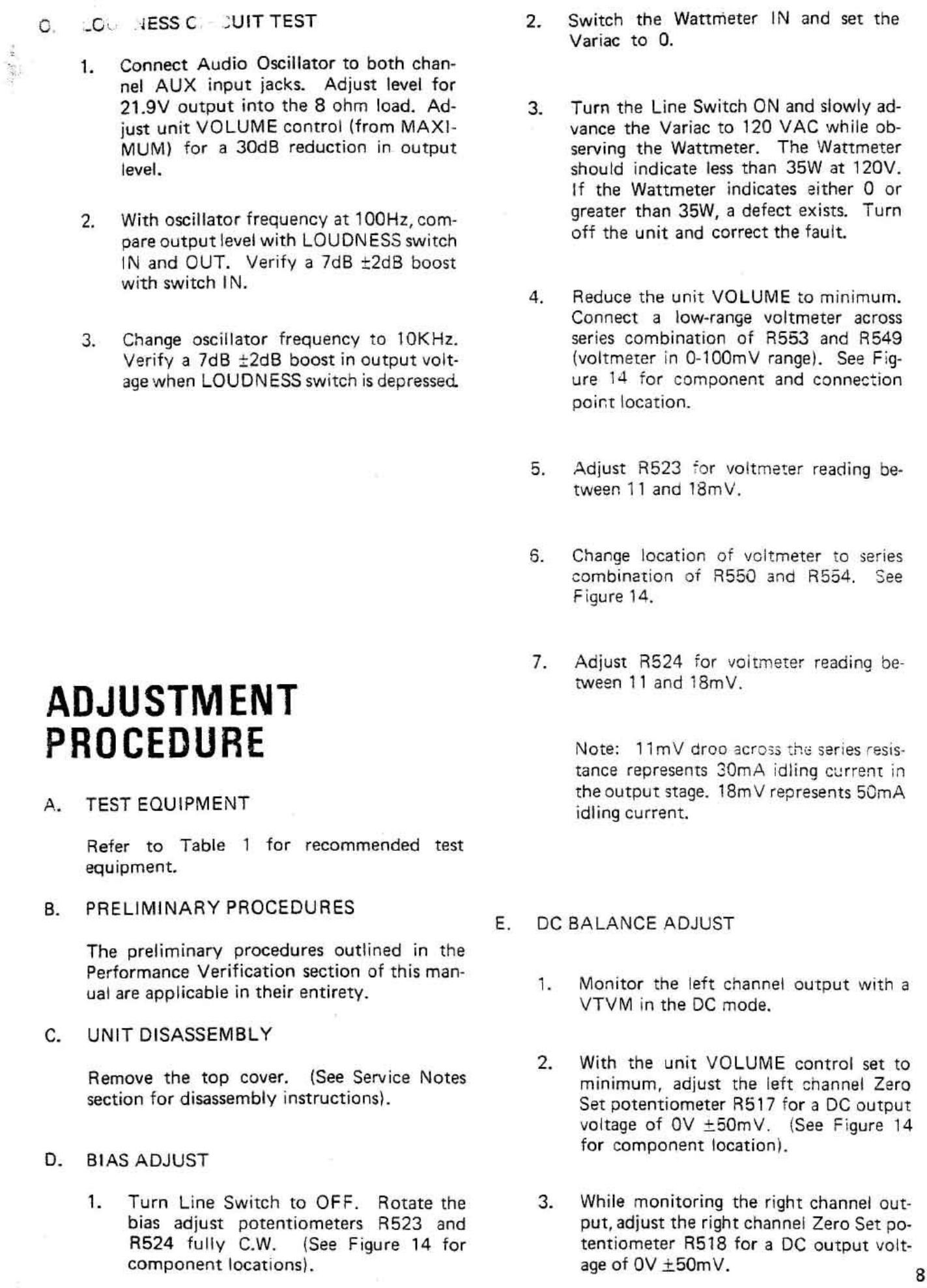 Marantz 1120 Schematic Adjustments