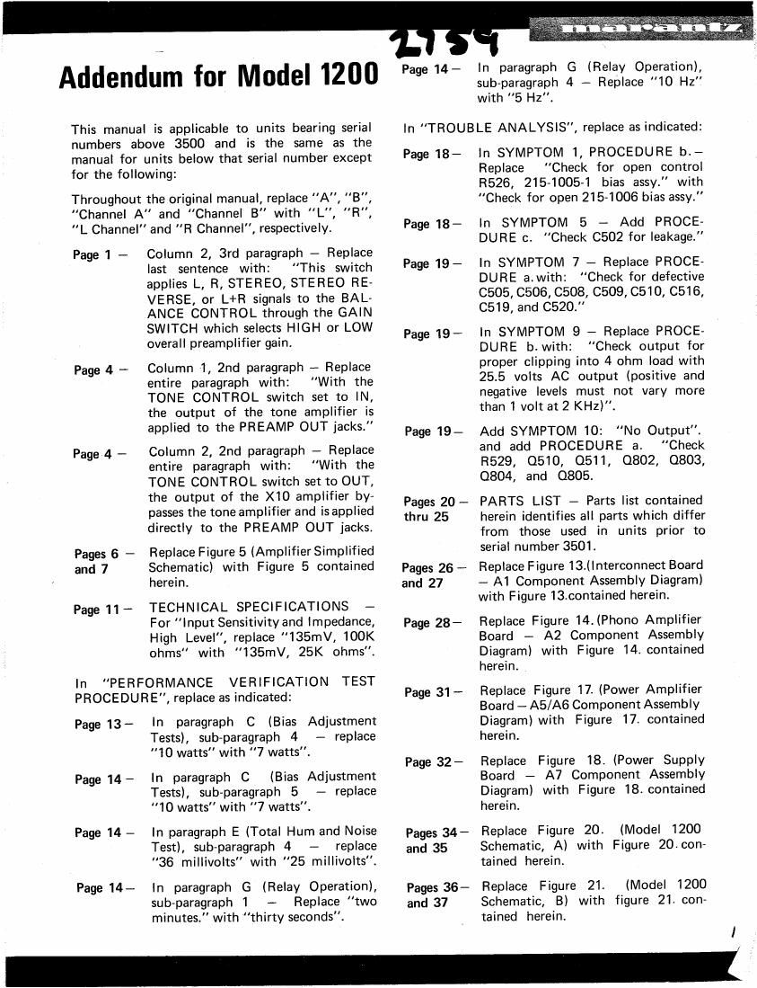 Marantz 1200 Service Addendum
