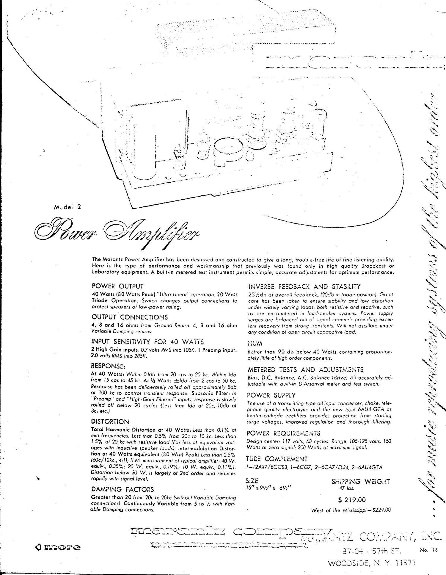 Marantz 2 Owners Manual