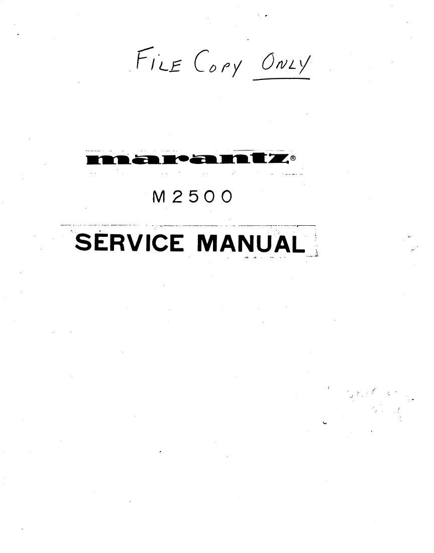 Marantz 2500 Service Manual