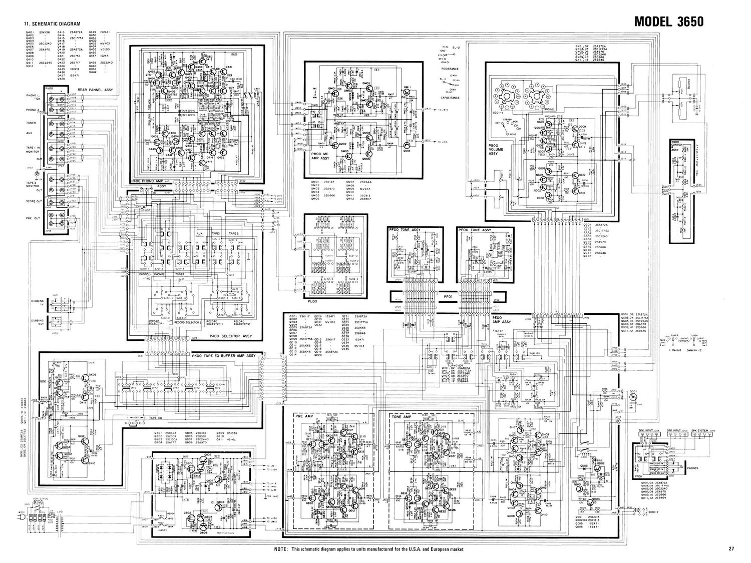 Marantz 3650 Schematic