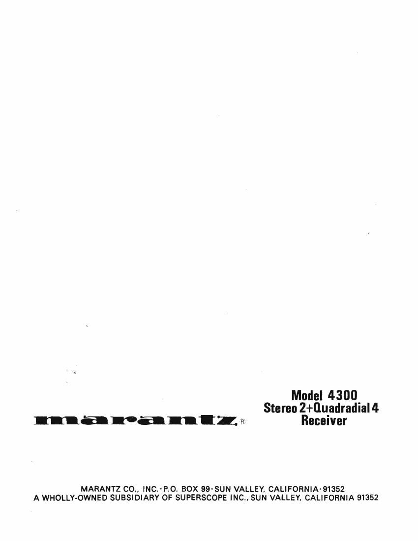 Marantz 4300 Owners Manual