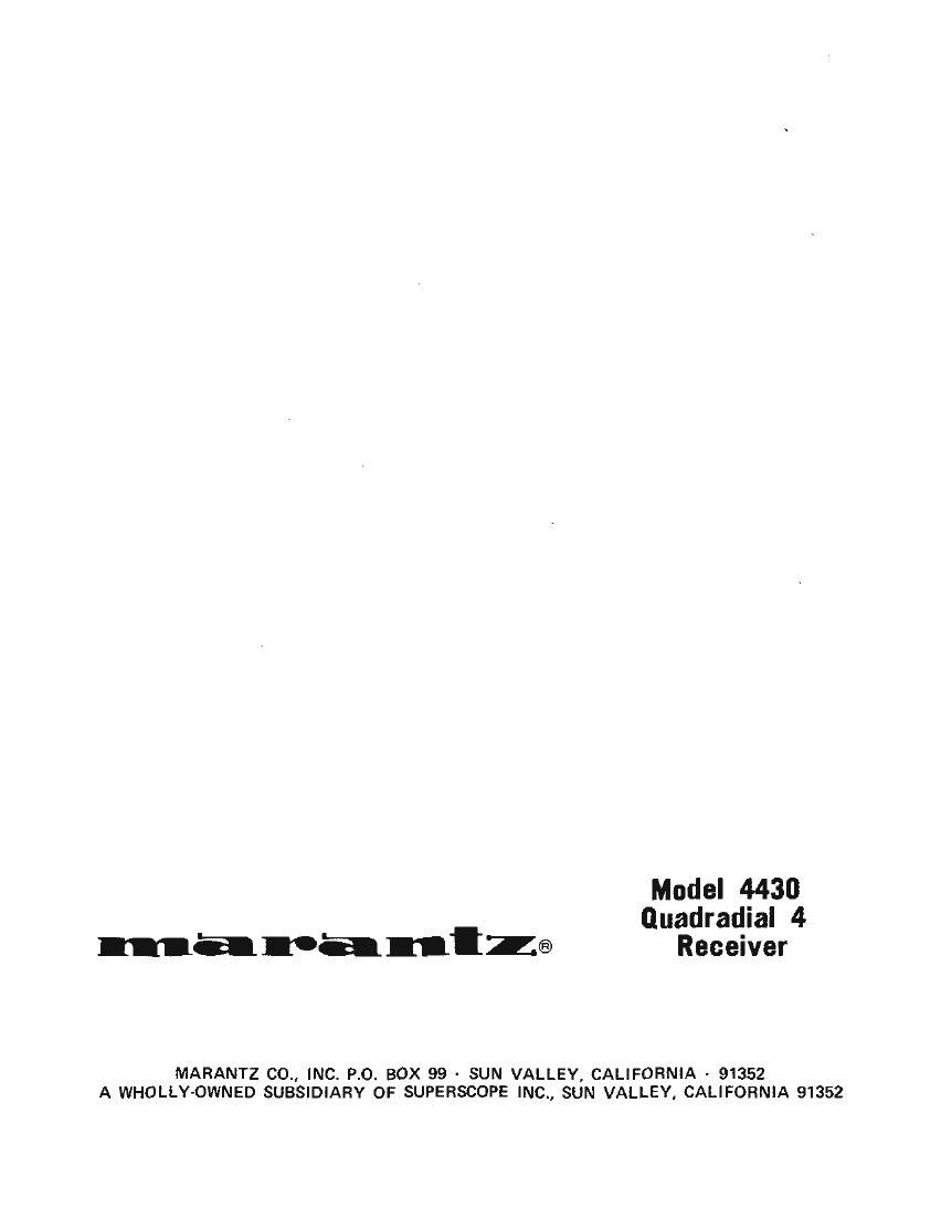 Marantz 4430 Owners Manual