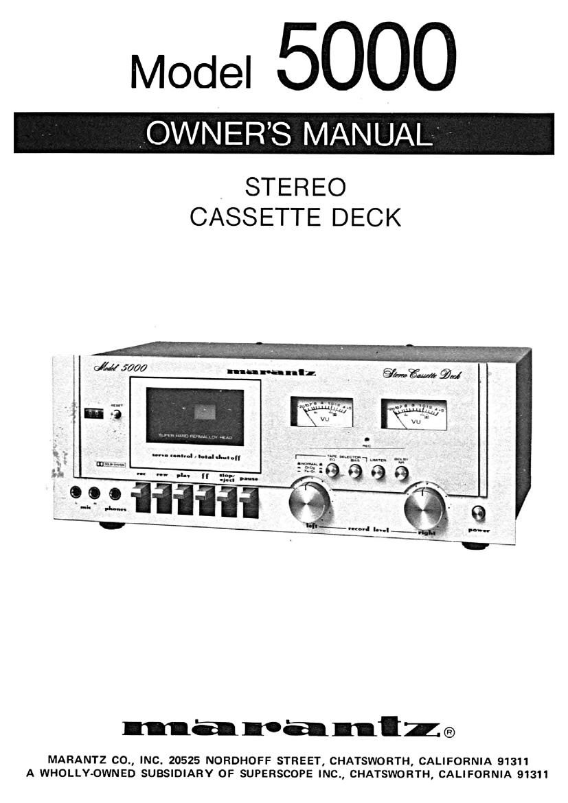 Marantz 5000 Owners Manual