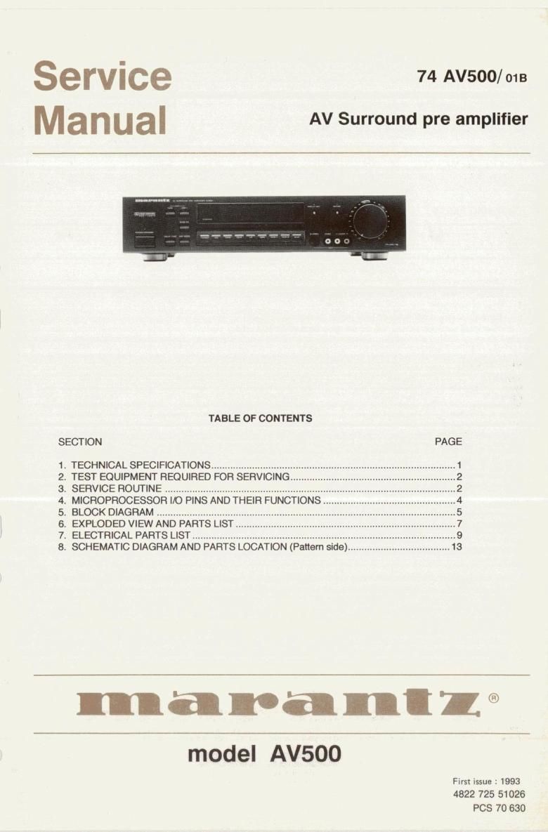 Marantz AV 500 Service Manual