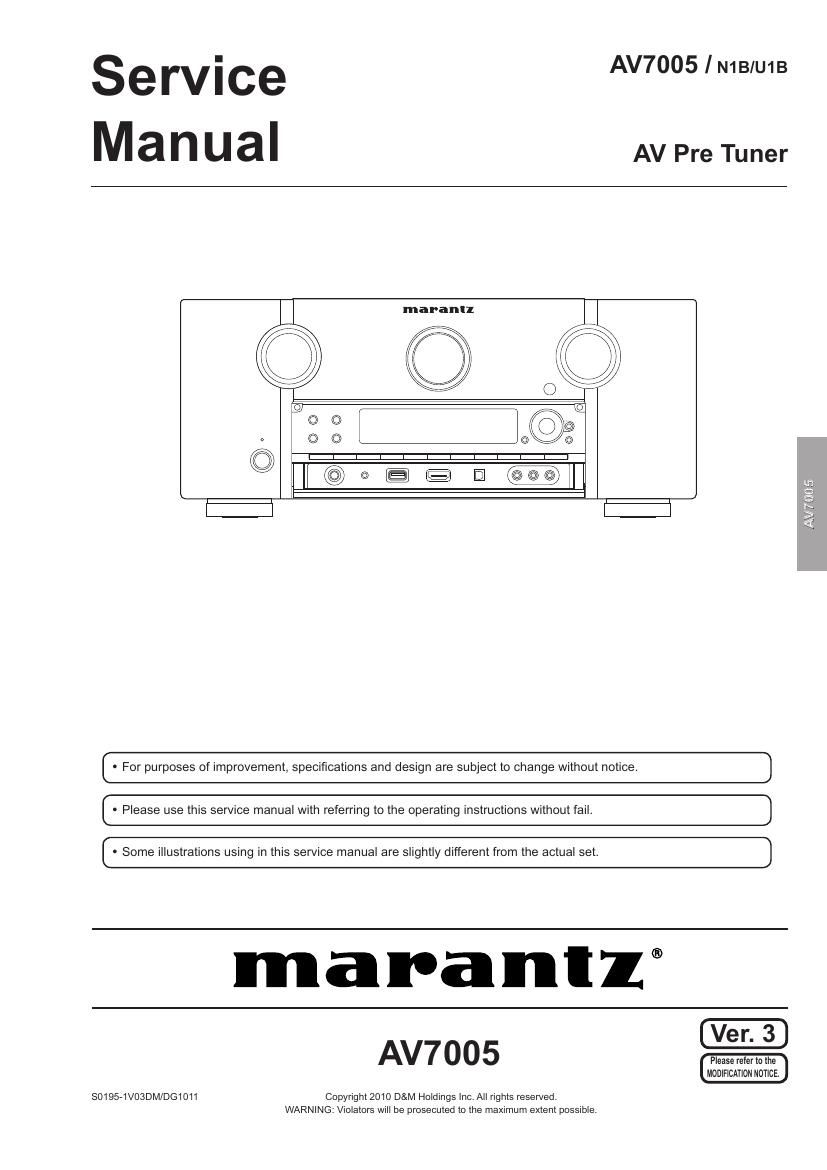 Marantz AV 7005 Service Manual