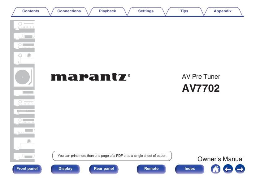 Marantz AV 7702 Owners Manual