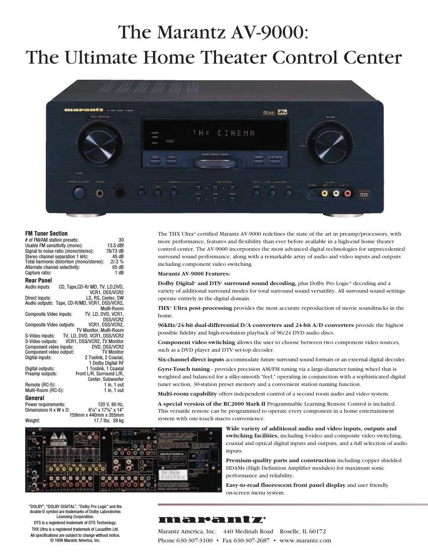 Marantz AV 9000 Brochure