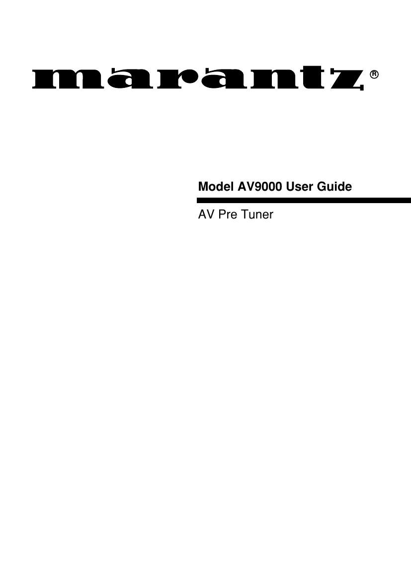 Marantz AV 9000 Owners Manual
