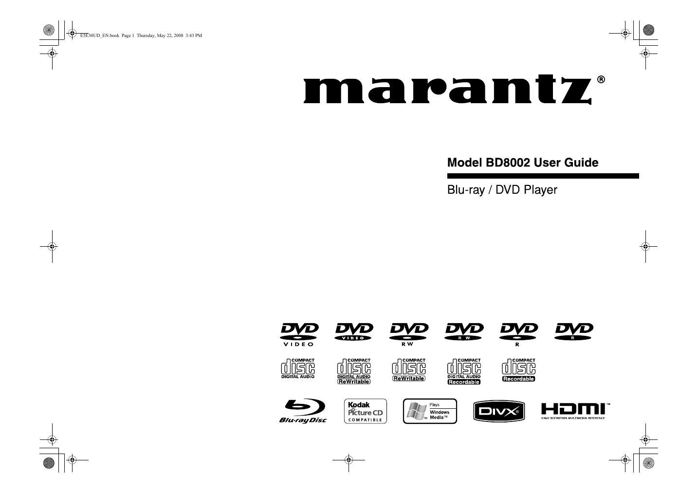 Marantz BD 8002 Owners Manual