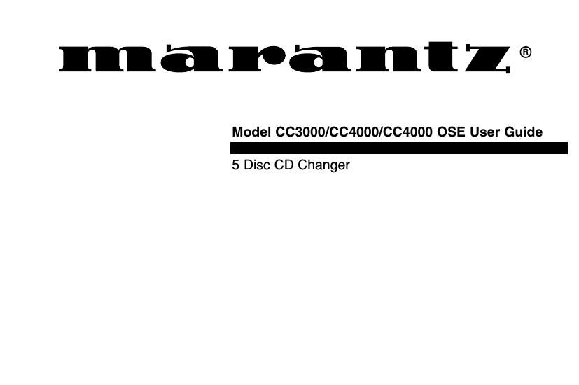 Marantz CC 4000 Owners Manual