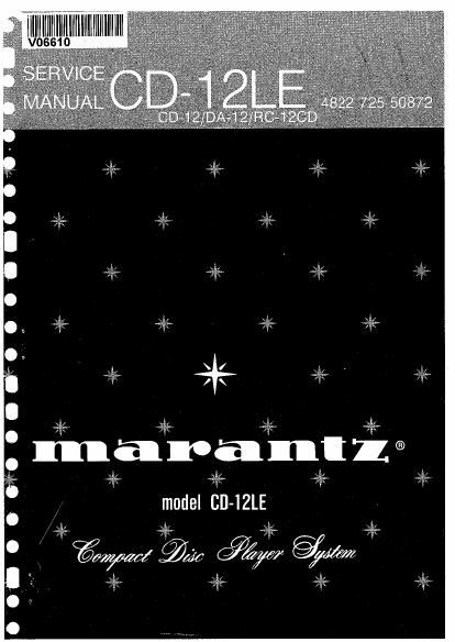 Marantz CD 12 LE Service Manual