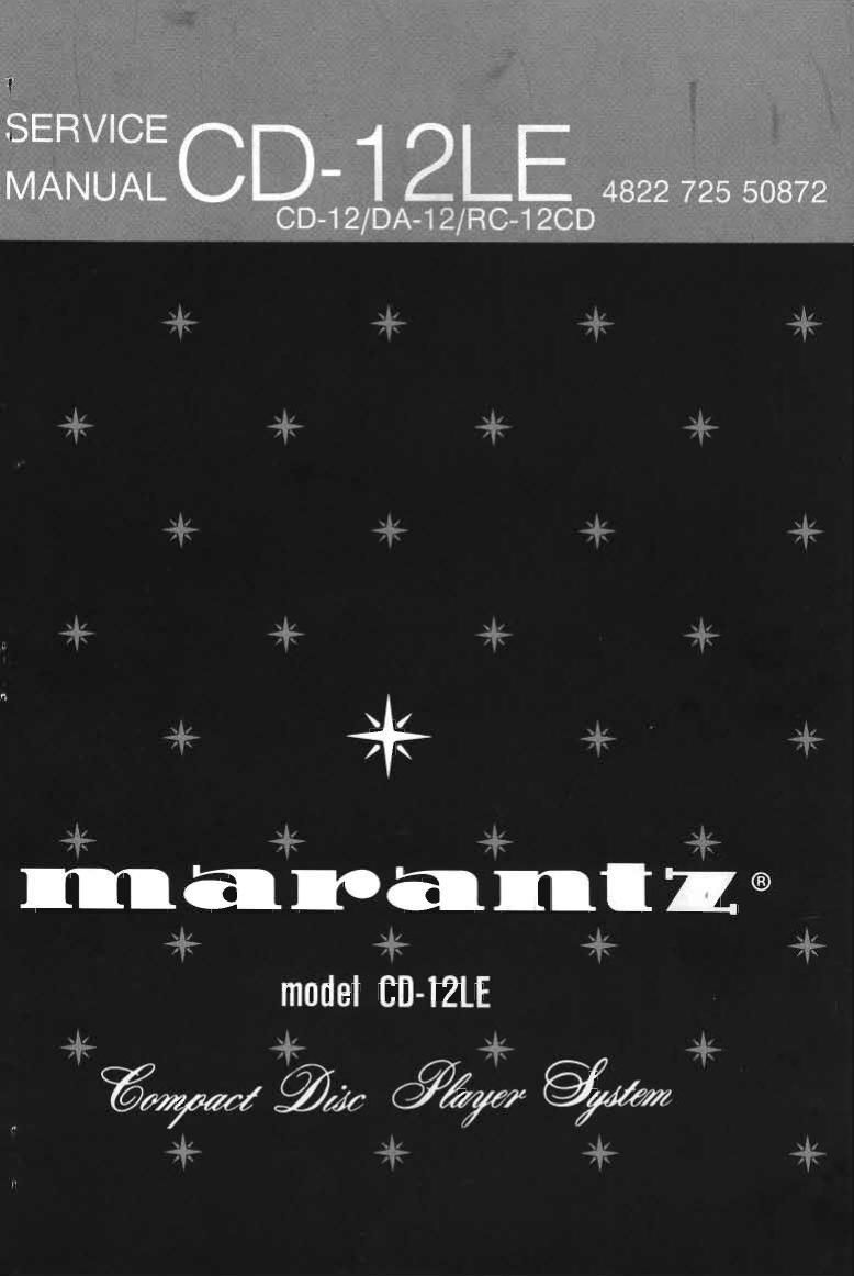 Marantz CD 12 Service Manual