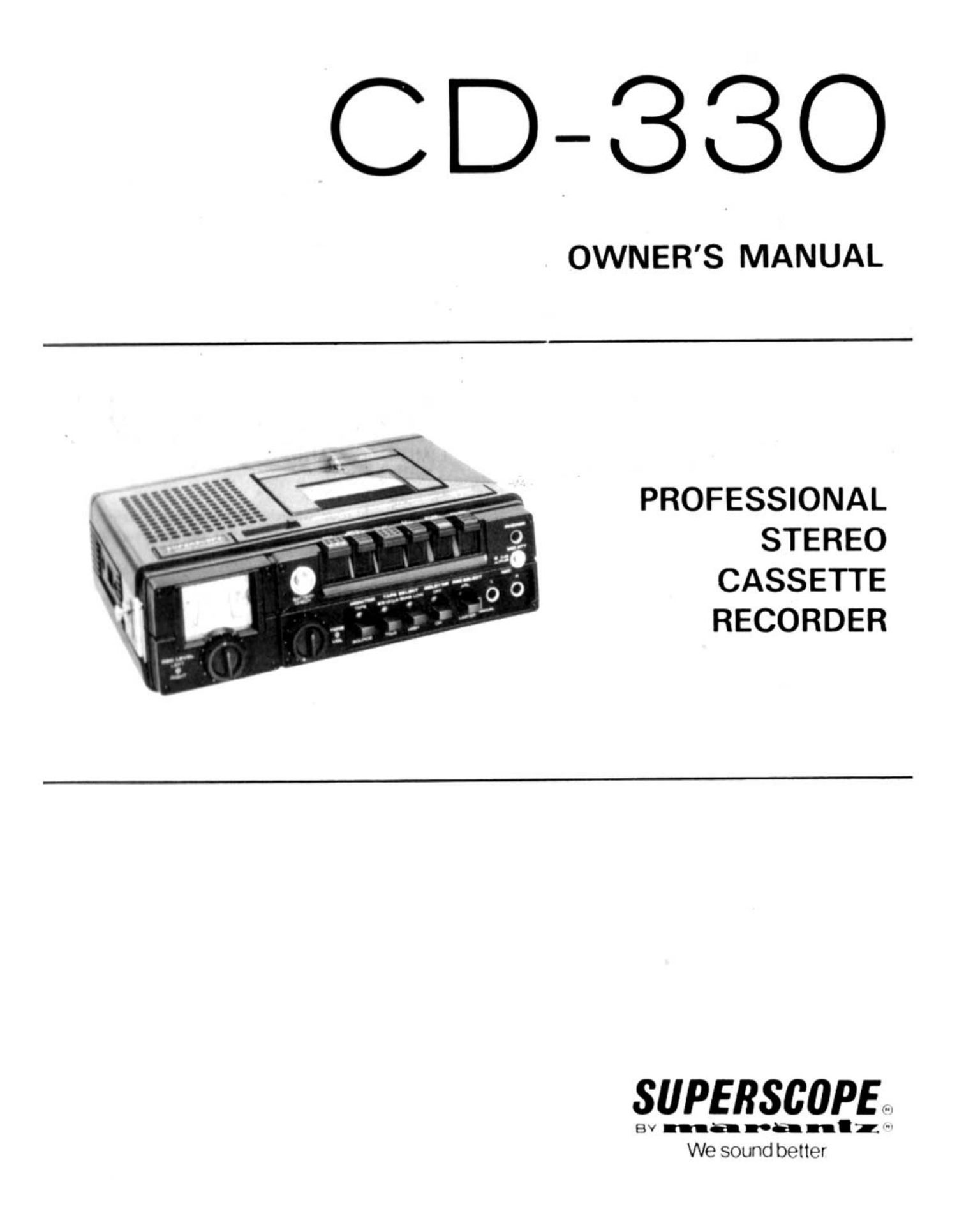 Marantz CD 330 Owners Manual