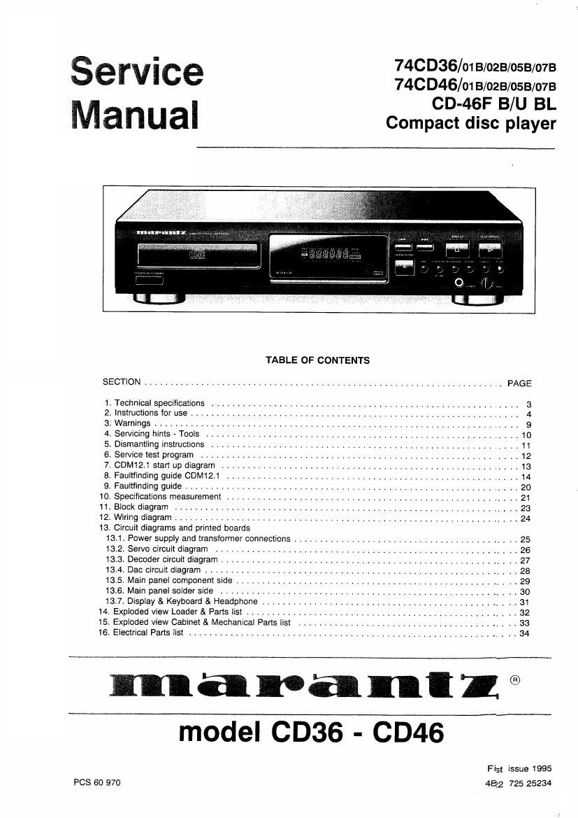 Marantz CD 36 CD 46 Service Manual