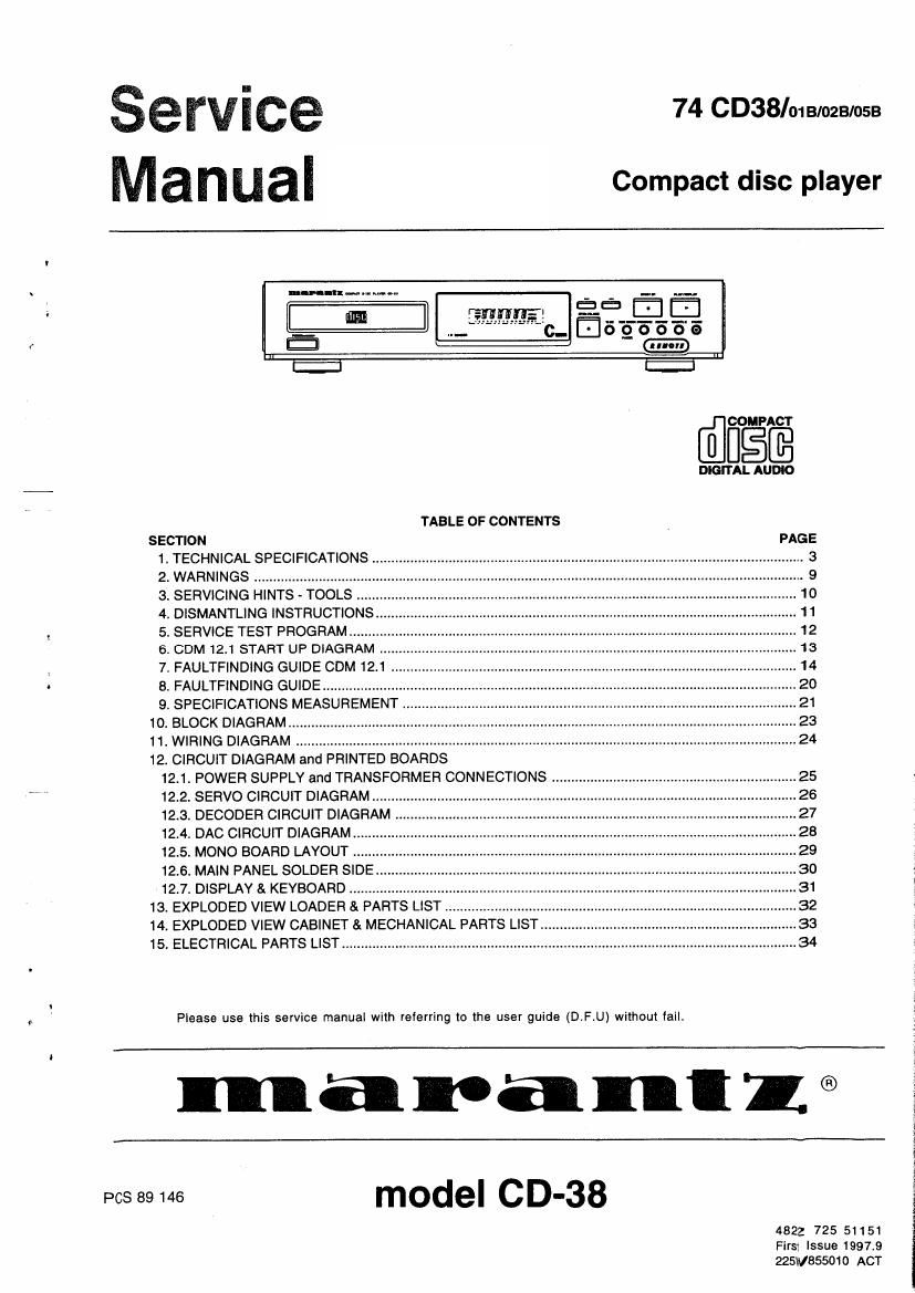 Marantz CD 38 Service Manual