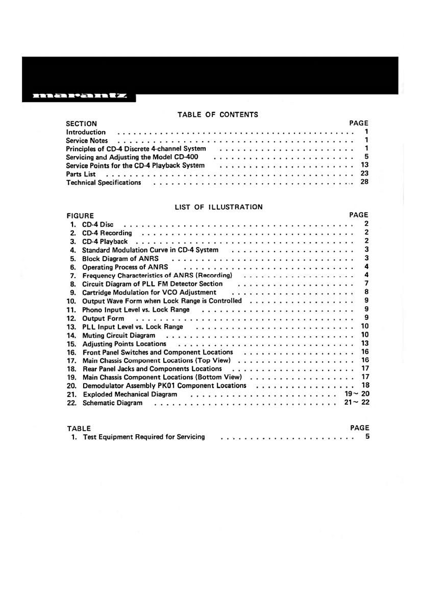 Marantz CD 400 Service Manual