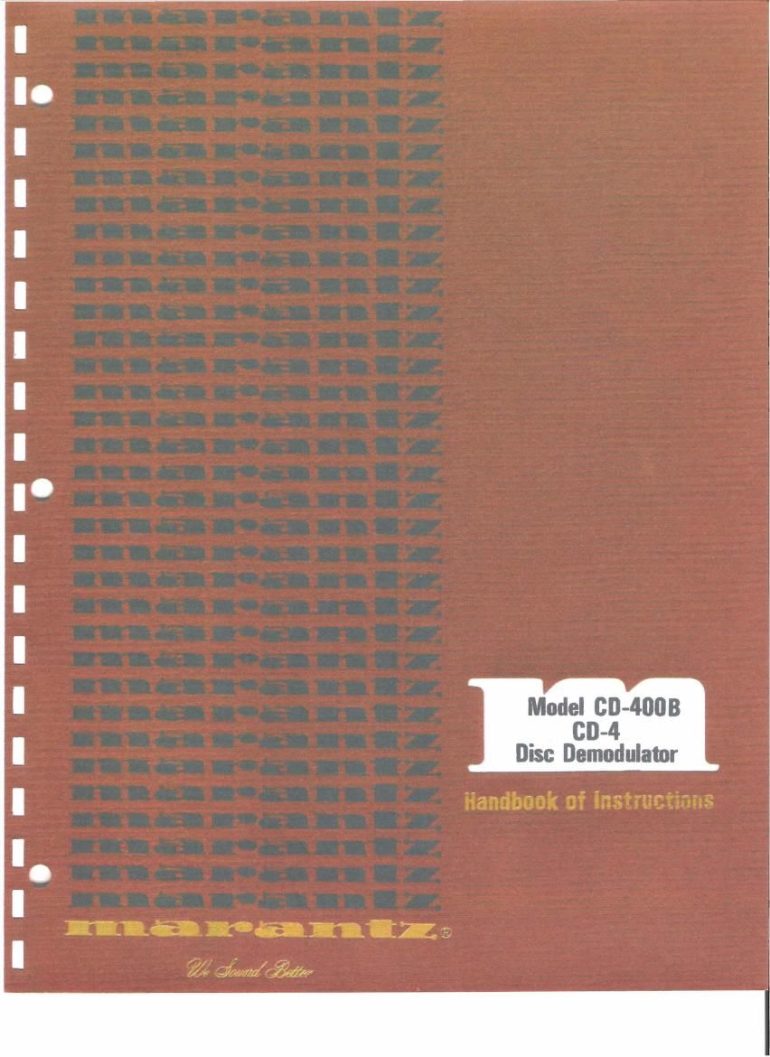 Marantz CD 400B Owners Manual