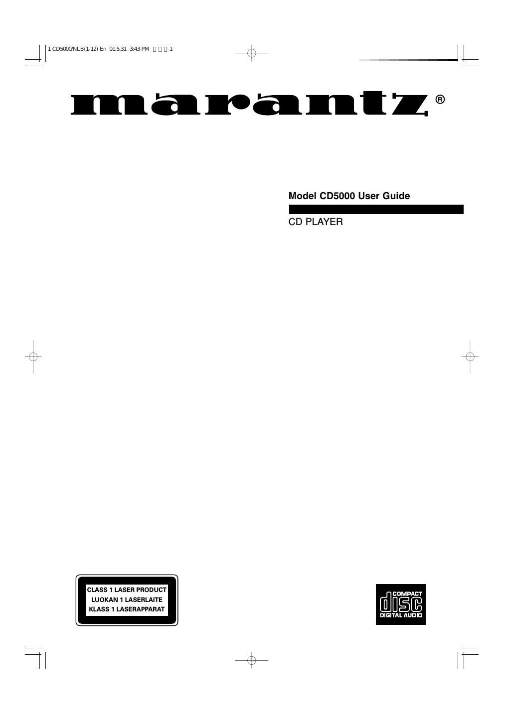 Marantz CD 5000 Owners Manual