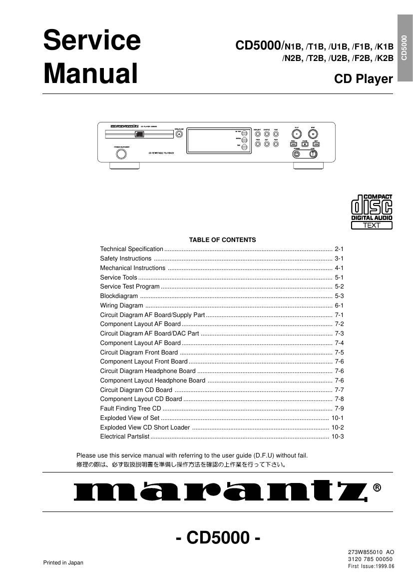 Marantz CD 5000 Service Manual
