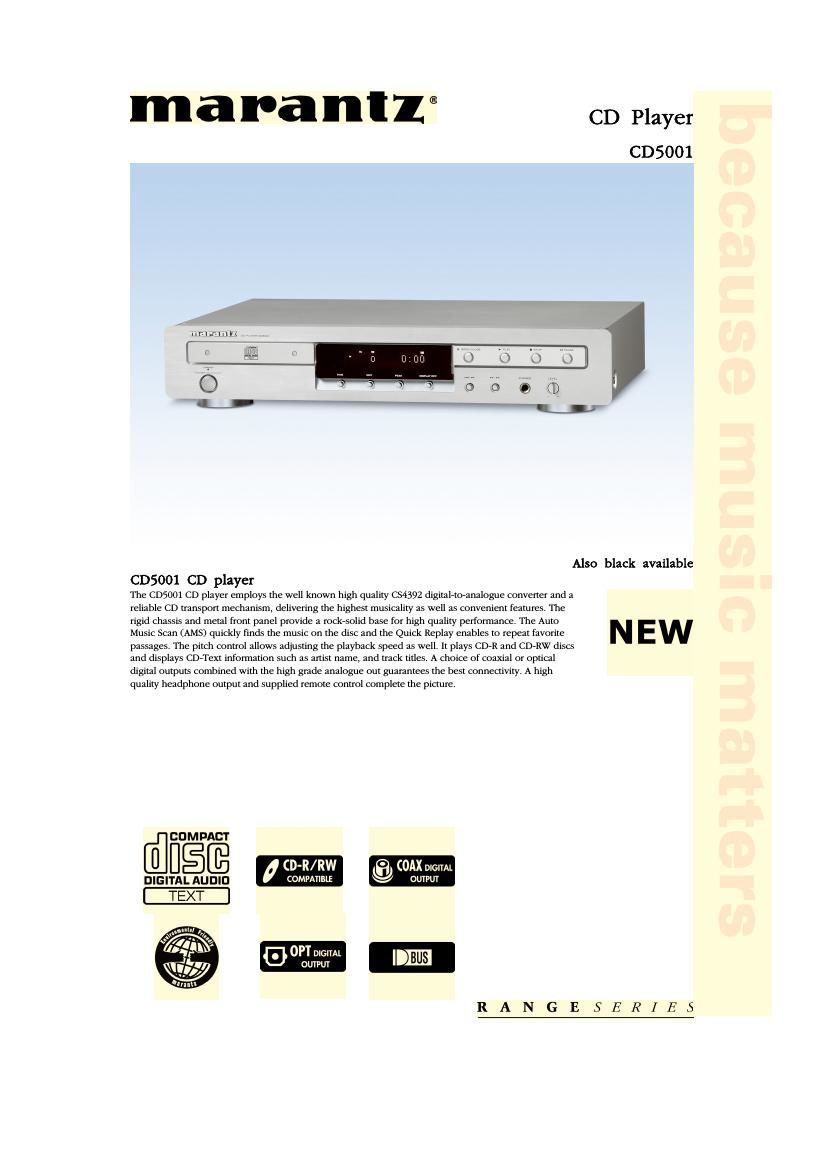 Marantz CD 5001 Brochure