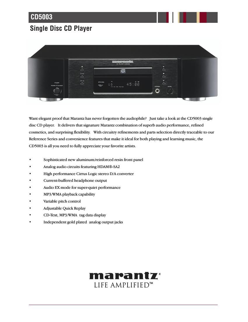 Marantz CD 5003 Brochure