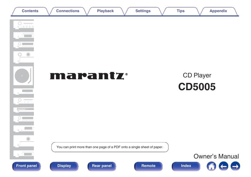 Marantz CD 5005 Owners Manual