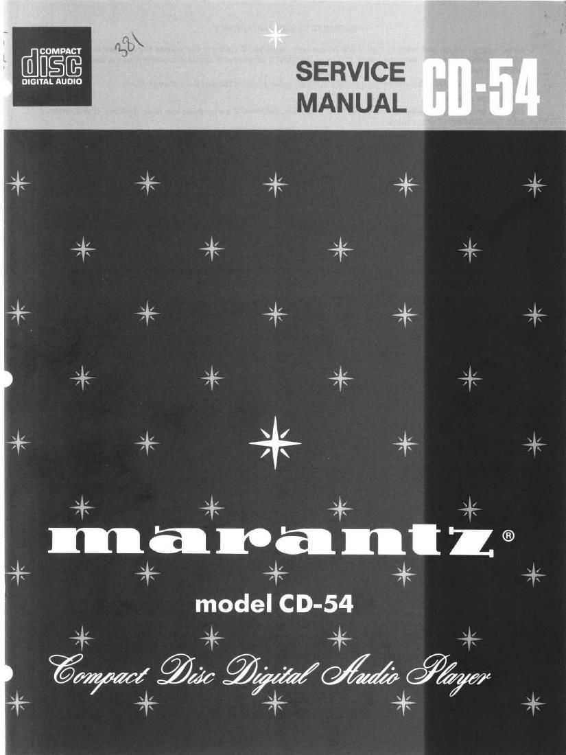Marantz CD 54 Service Manual