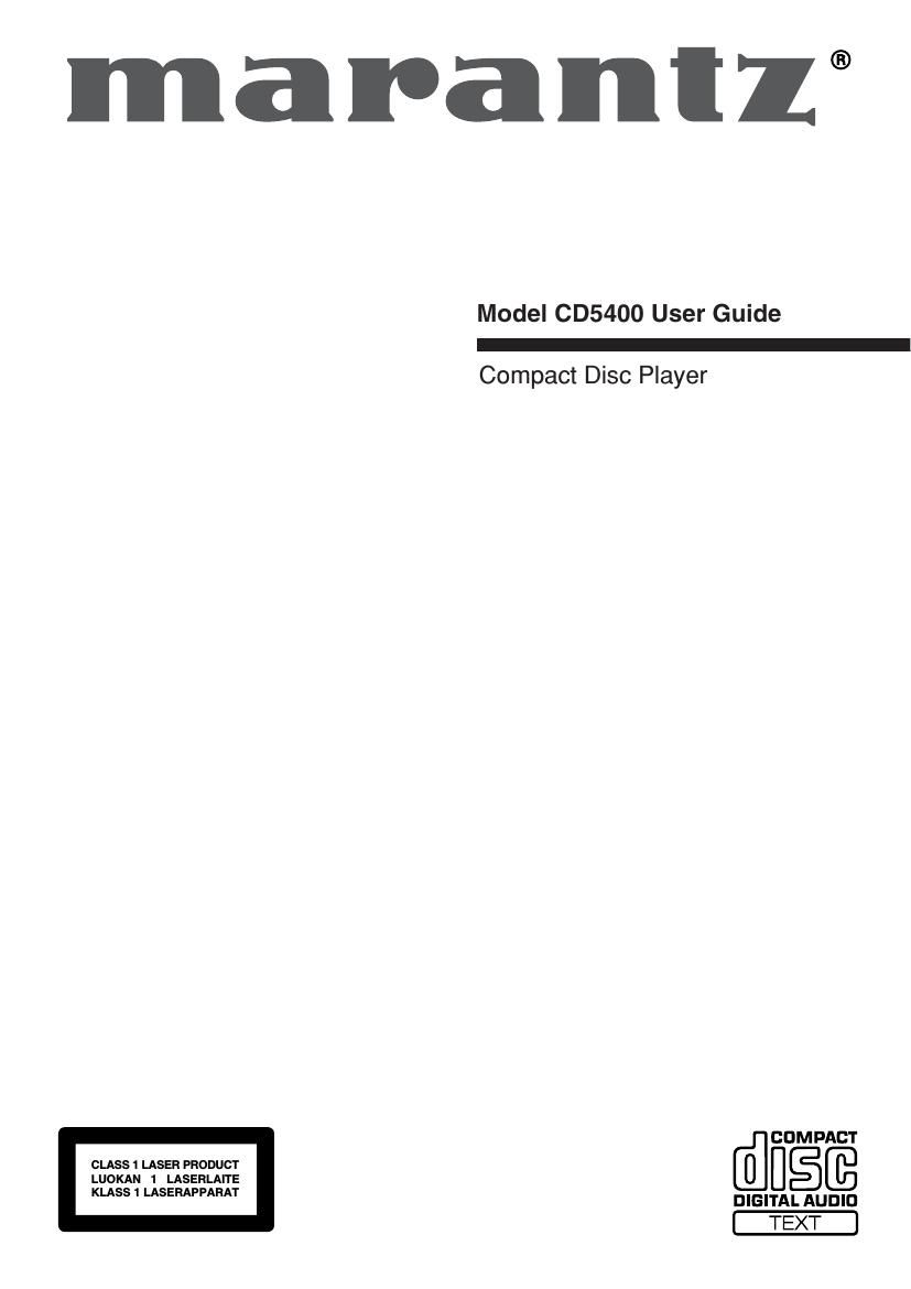 Marantz CD 5400 Owners Manual