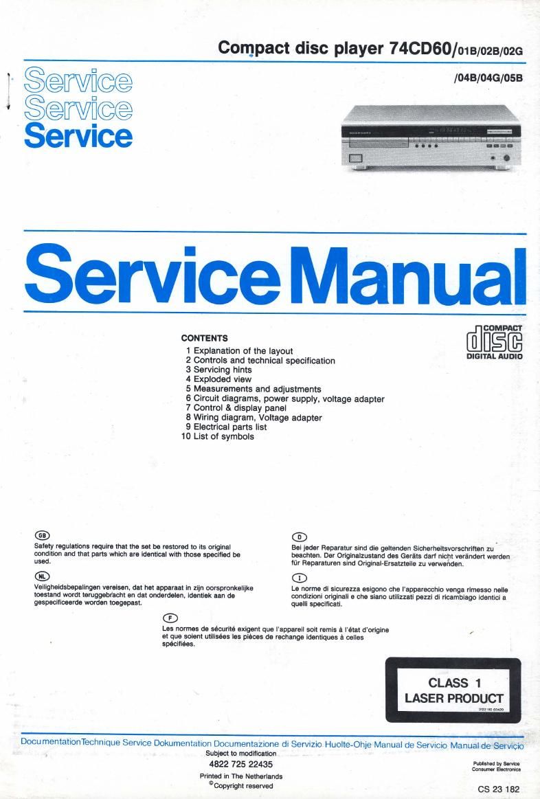 Marantz CD 60 Service Manual