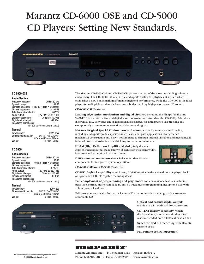 Marantz CD 6000 OSE CD 5000 Brochure