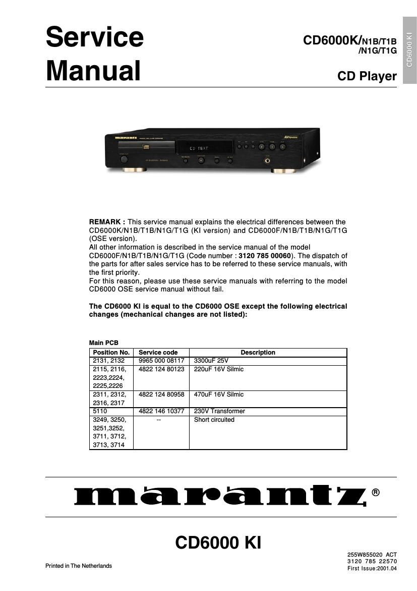 Marantz CD 6000 Service Manual 2