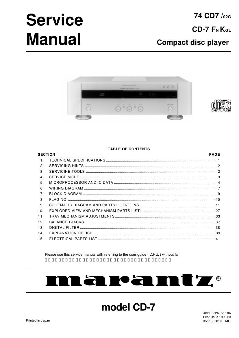Marantz CD 7 Service Manual