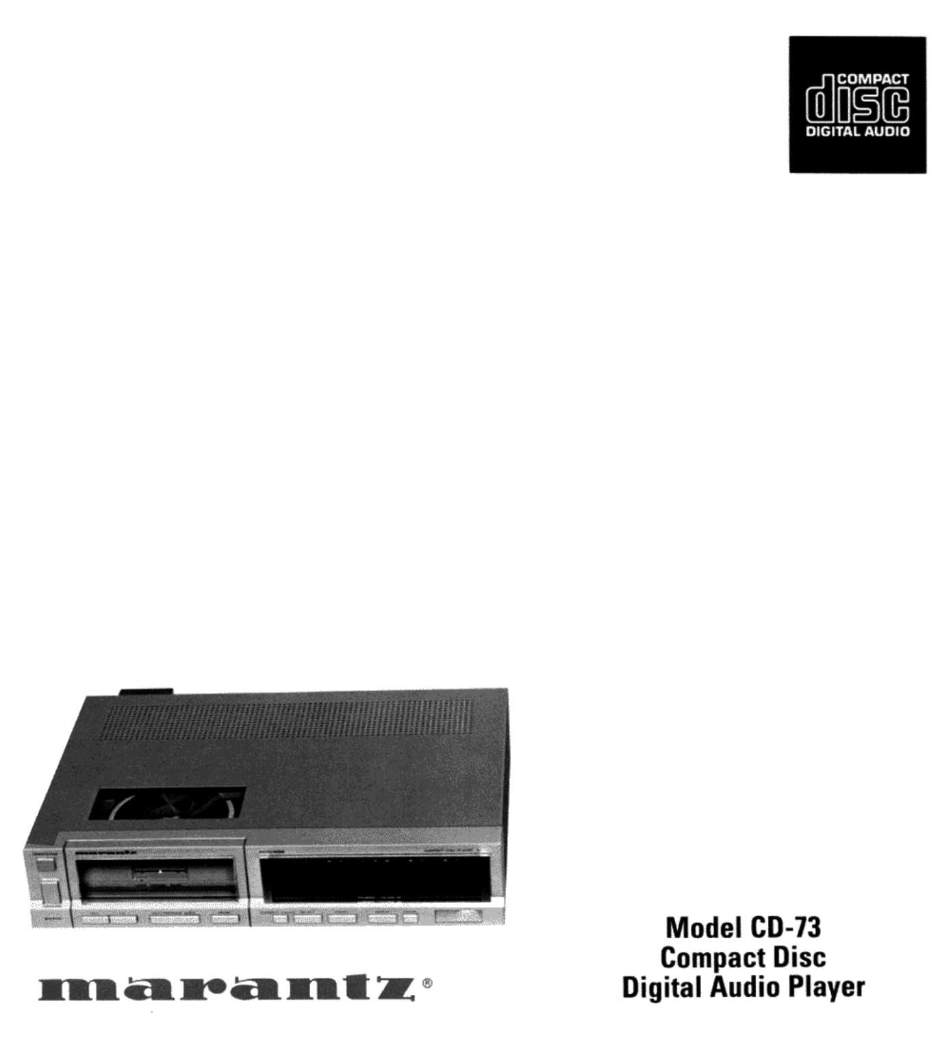 Marantz CD 73 Owners Manual