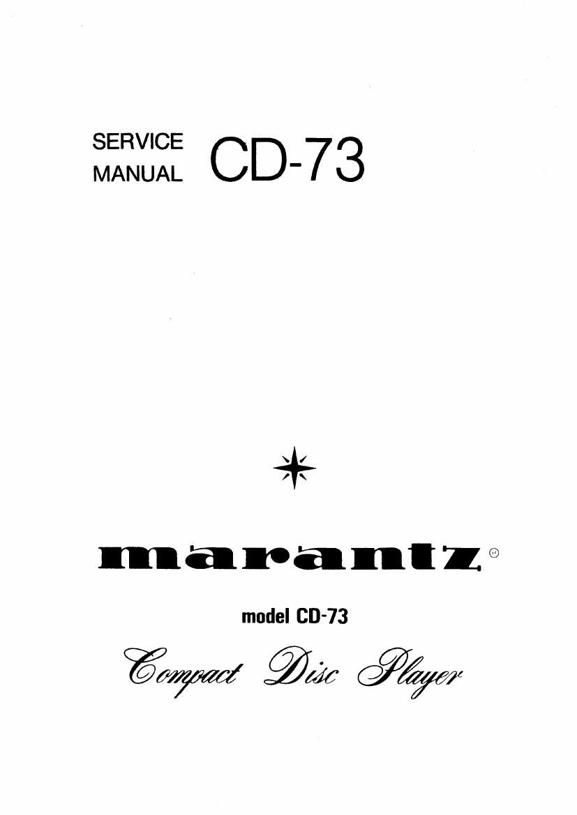 Marantz CD 73 Service Manual