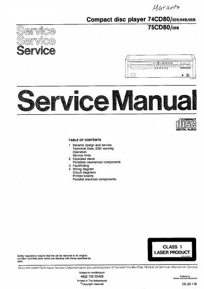 Marantz CD 80 Service Manual