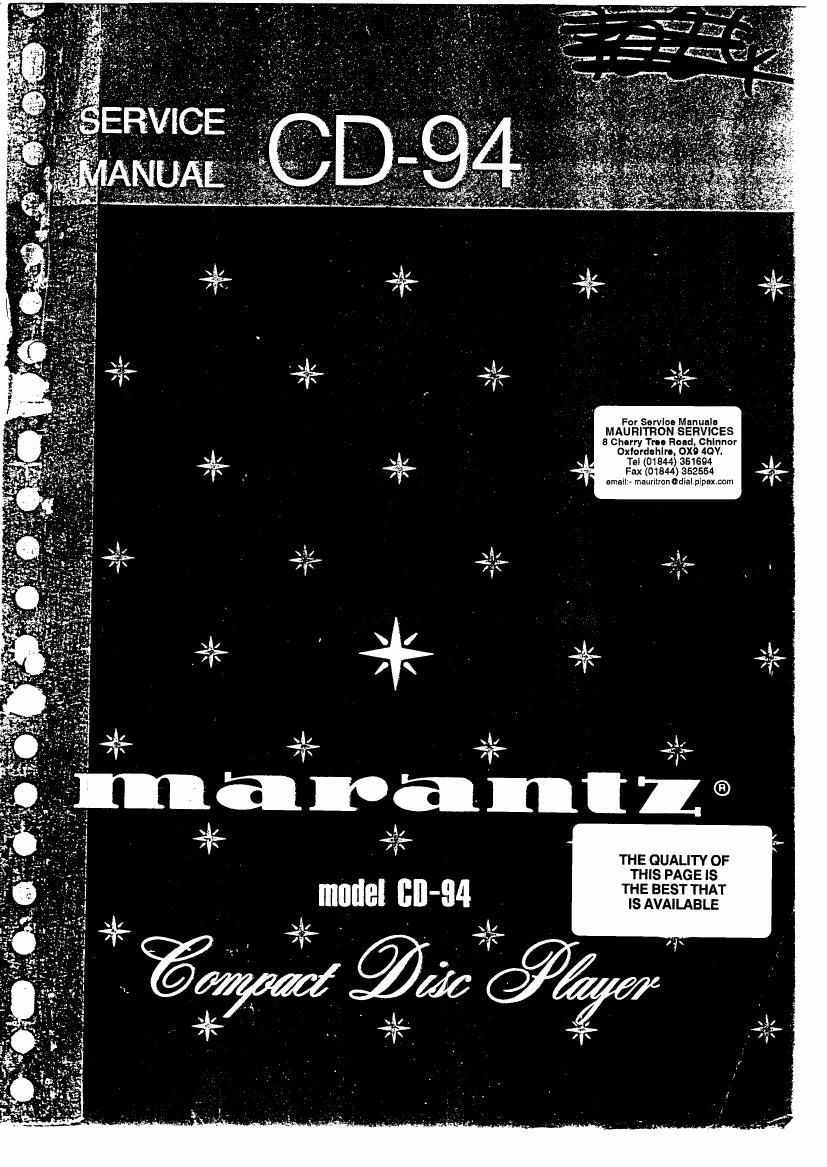 Marantz CD 94 Service Manual