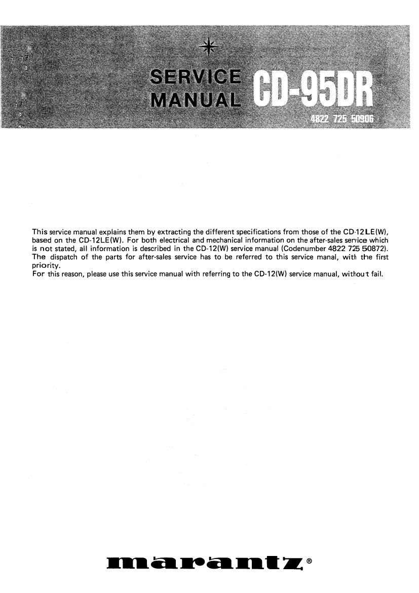 Marantz CD 95 DR Service Manual